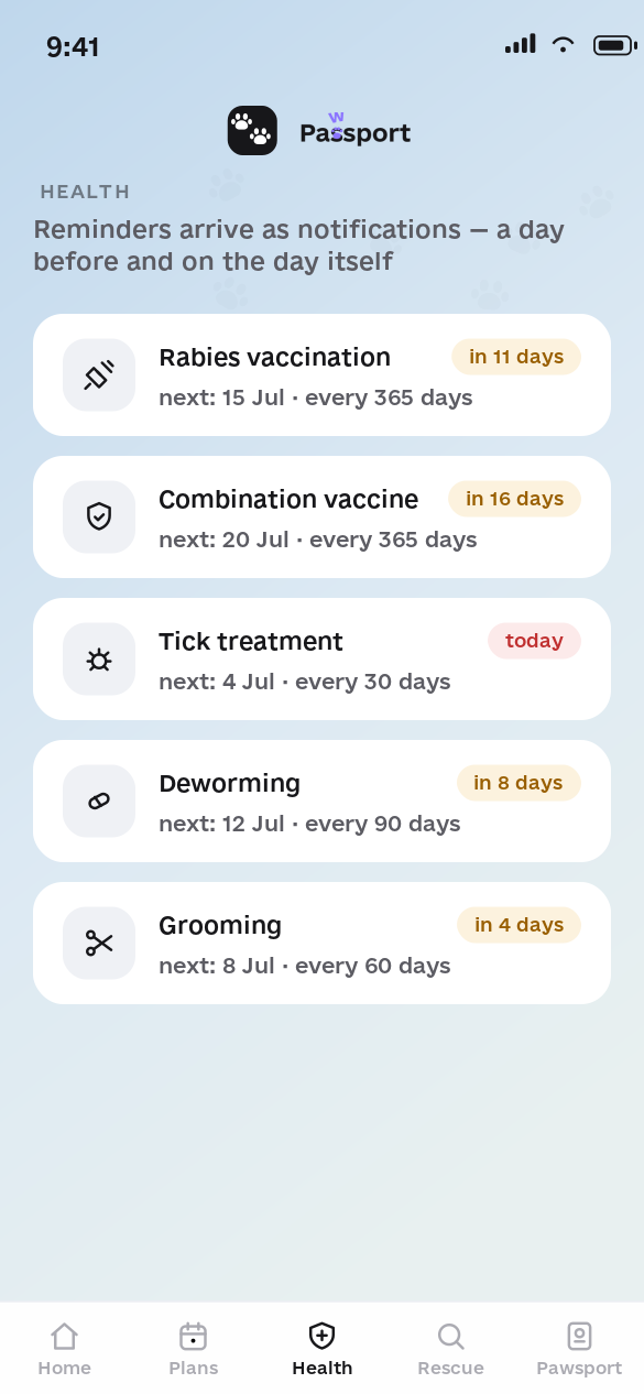 Health reminders