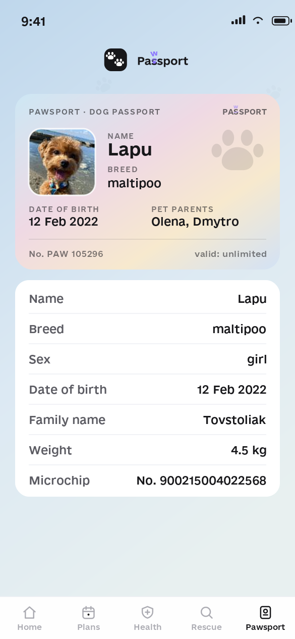Dog health record