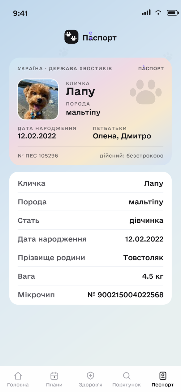 Ветпаспорт песика